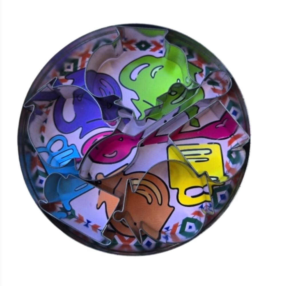 tea party mini cookie cutters in tin set of 6